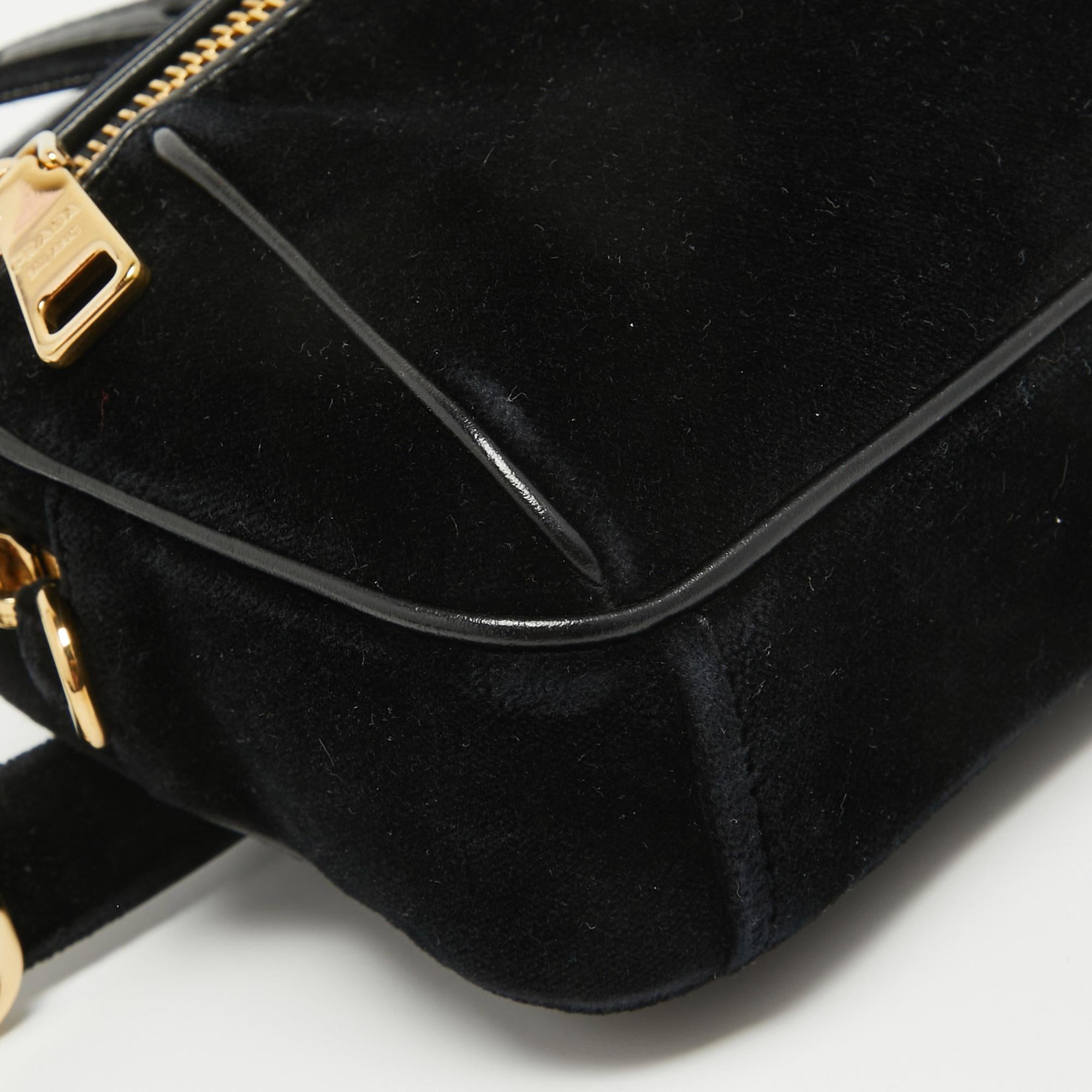 Prada Black Velvet and Leather Velluto Belt Bag 3