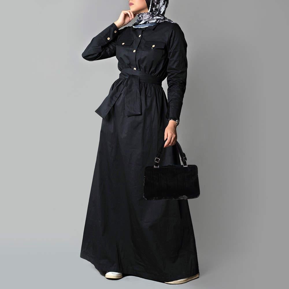 Prada Black Velvet Frame Satchel In Good Condition In Dubai, Al Qouz 2