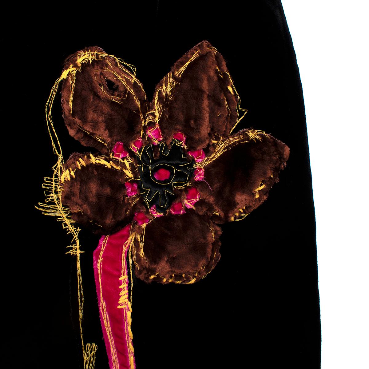 Prada Black Velvet Sleeveless Flower Applique Dress - Us size 8 1