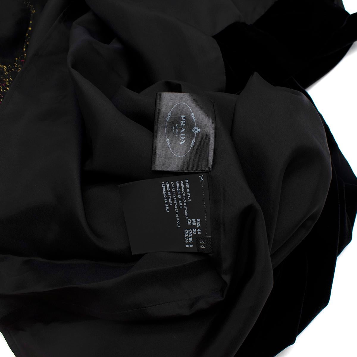 Prada Black Velvet Sleeveless Flower Applique Dress - Us size 8 3