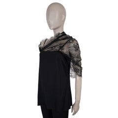 PRADA black viscose 2019 ASYMMETRIC LACE DRAPED Tank Top Shirt 42 M