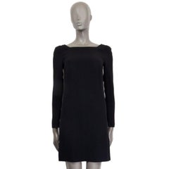 PRADA black viscose blend Long Sleeve Shift Dress 38 XS