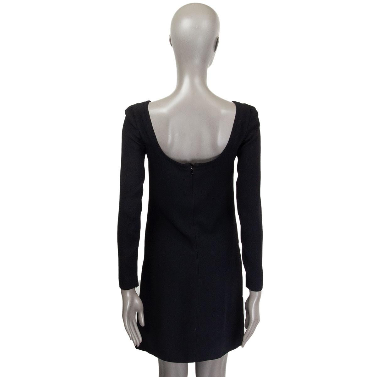 Black PRADA black viscose blend Long Sleeve Shift Dress 38 XS For Sale