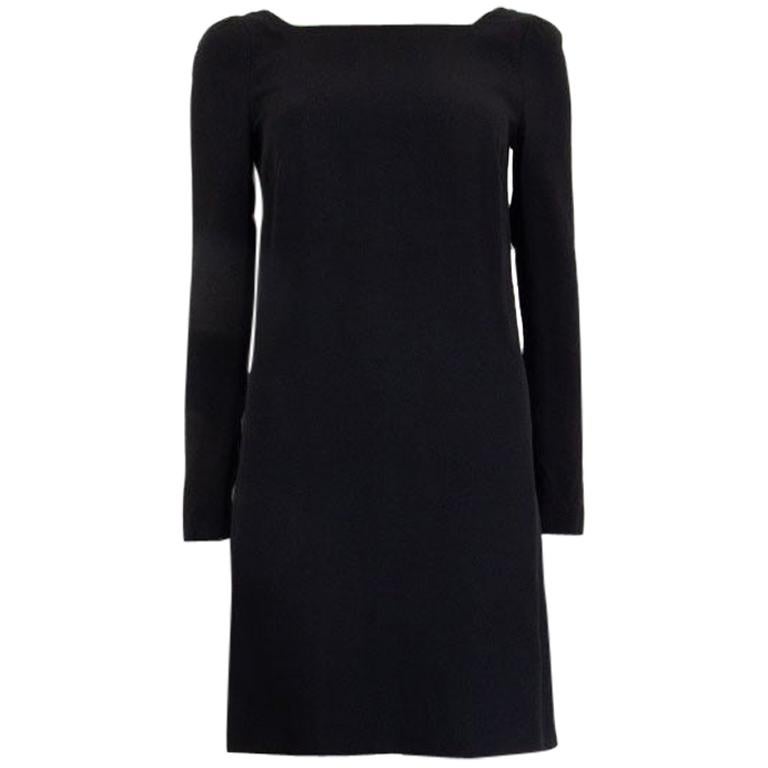 PRADA black viscose blend Long Sleeve Shift Dress 38 XS For Sale