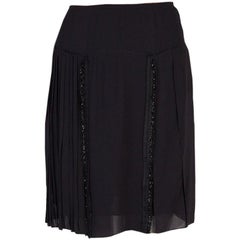 PRADA black viscose EMBELLISHED PLEATED Skirt 40 S