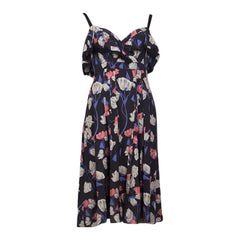 PRADA black viscose FLORAL Sleeveless Dress 44