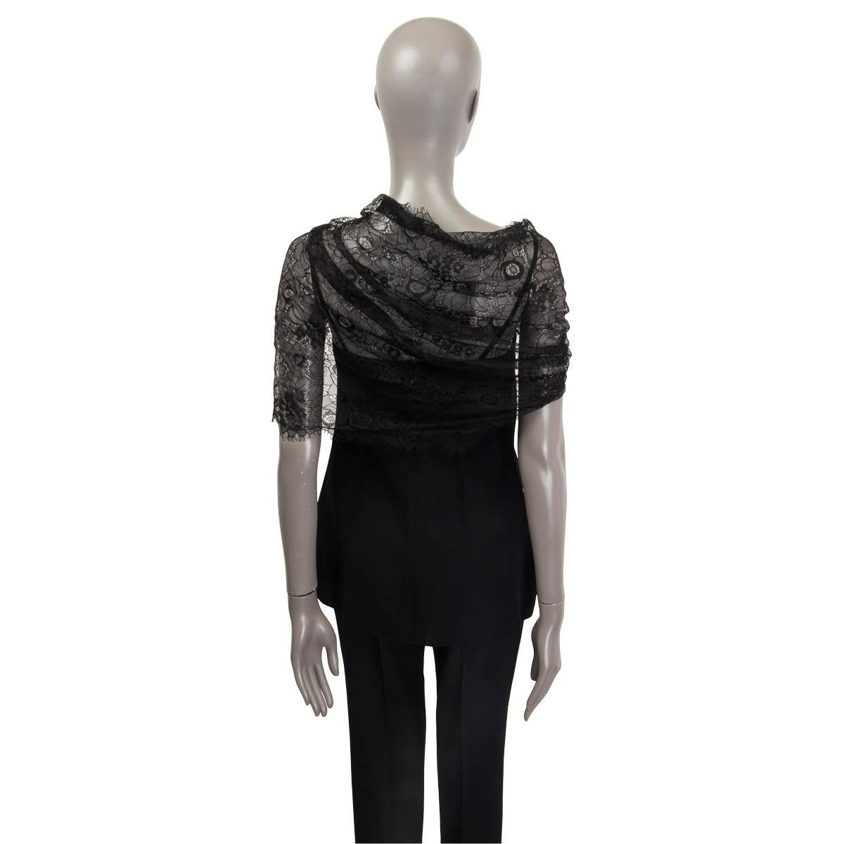 Women's PRADA black viscose & LACE Shirt Blouse 40 S For Sale