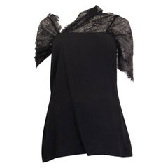 PRADA black viscose & LACE Shirt Blouse 40 S