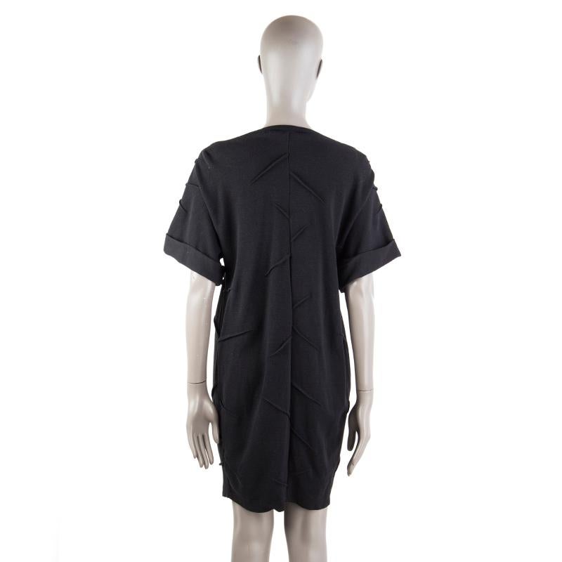 Black PRADA black viscose Short Sleeve KNIT Shift Dress L