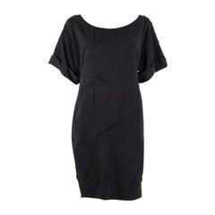 PRADA black viscose Short Sleeve KNIT Shift Dress L