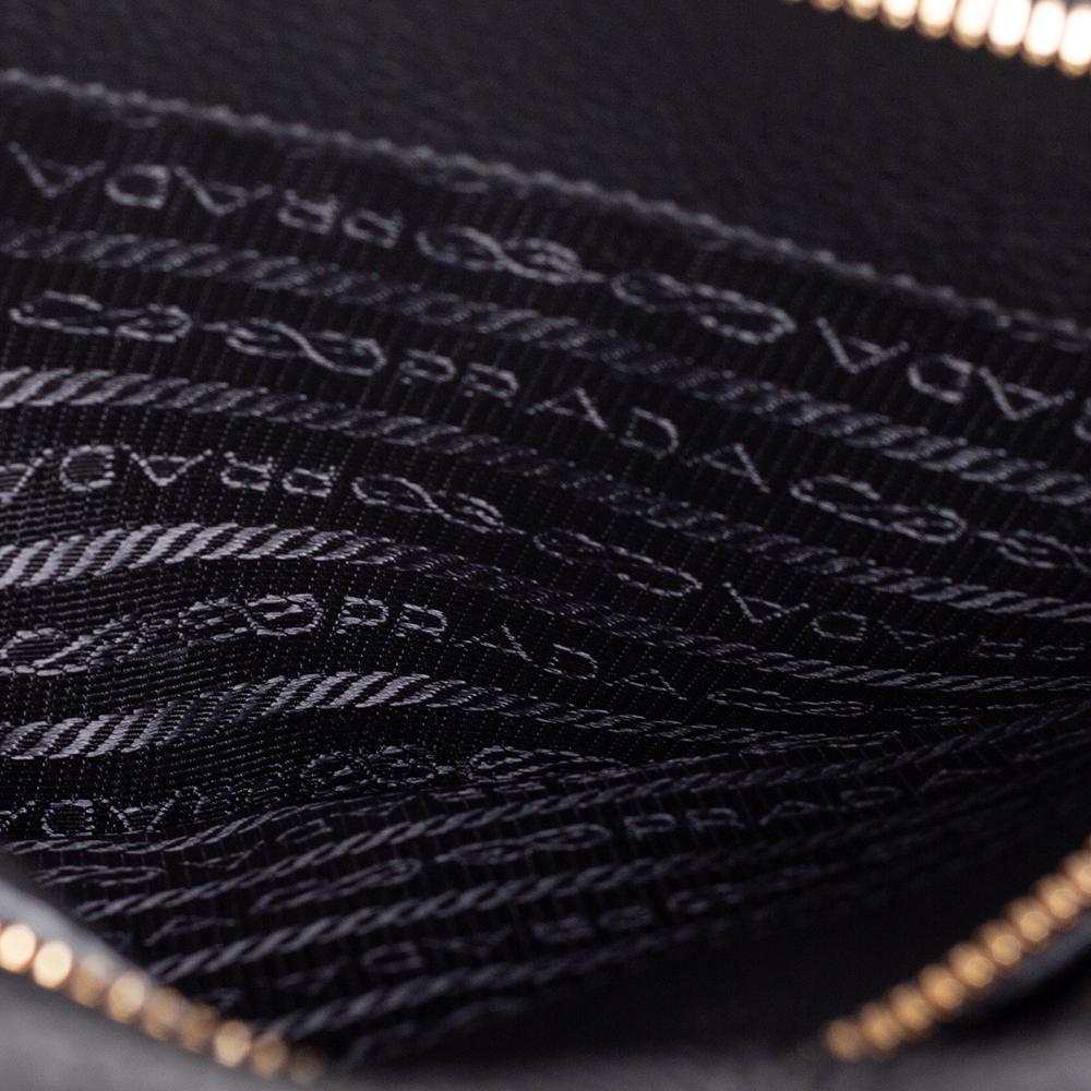 Women's Prada Black Vitello Daino Leather Flap Crossbody Bag