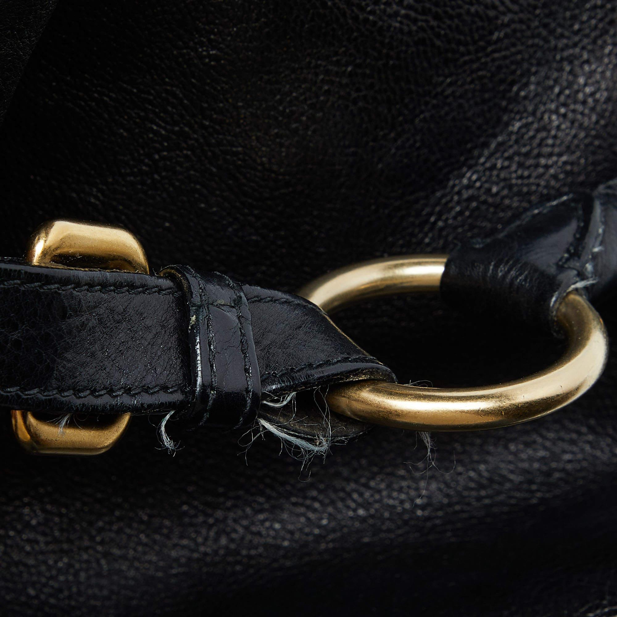 Prada Black Vitello Daino Leather Leather Hobo For Sale 9