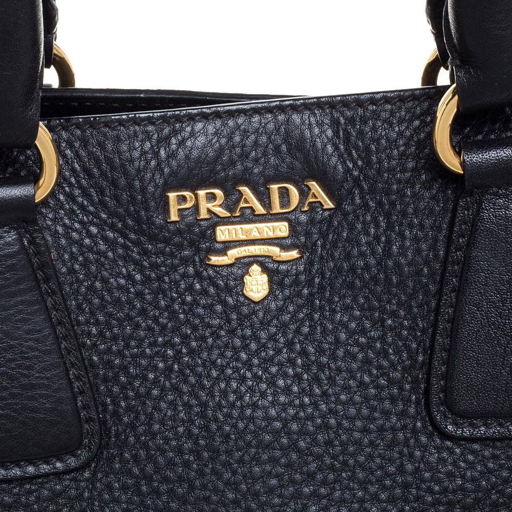 Prada Black Vitello Daino Leather Open Tote 3