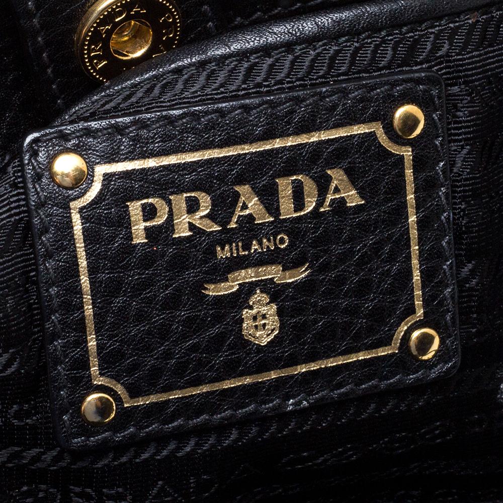 Prada Black Vitello Daino Leather Open Tote 4