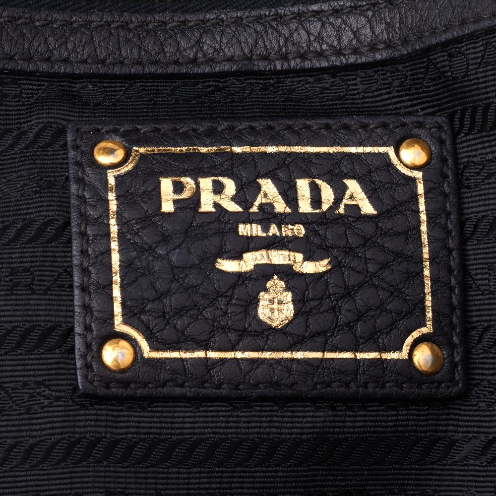 Prada Black Vitello Daino Leather Shopping Tote 3