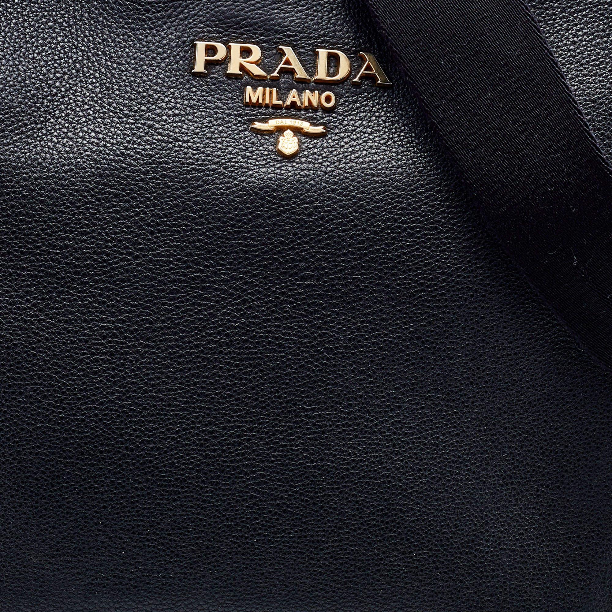 Prada Black Vitello Daino Leather Shoulder Bag 5