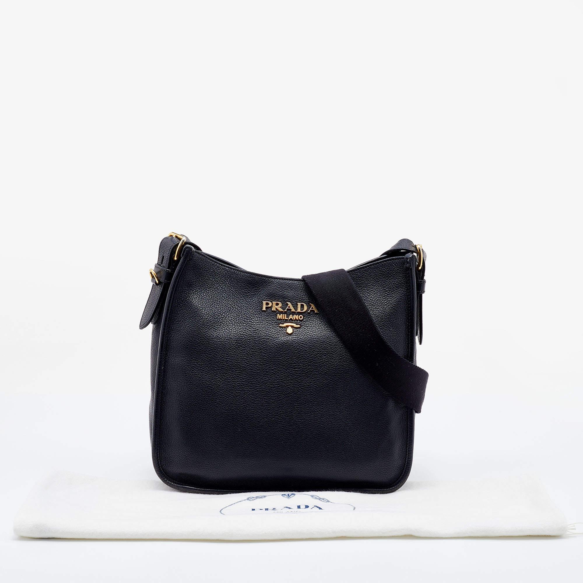 Prada Black Vitello Daino Leather Shoulder Bag 7