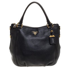 Prada Black Vitello Daino Leather Tote