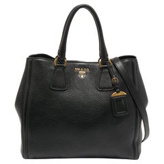 Prada Black Vitello Daino Leather Tote