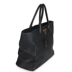 Prada Black Vitello Daino Shopping Tote
