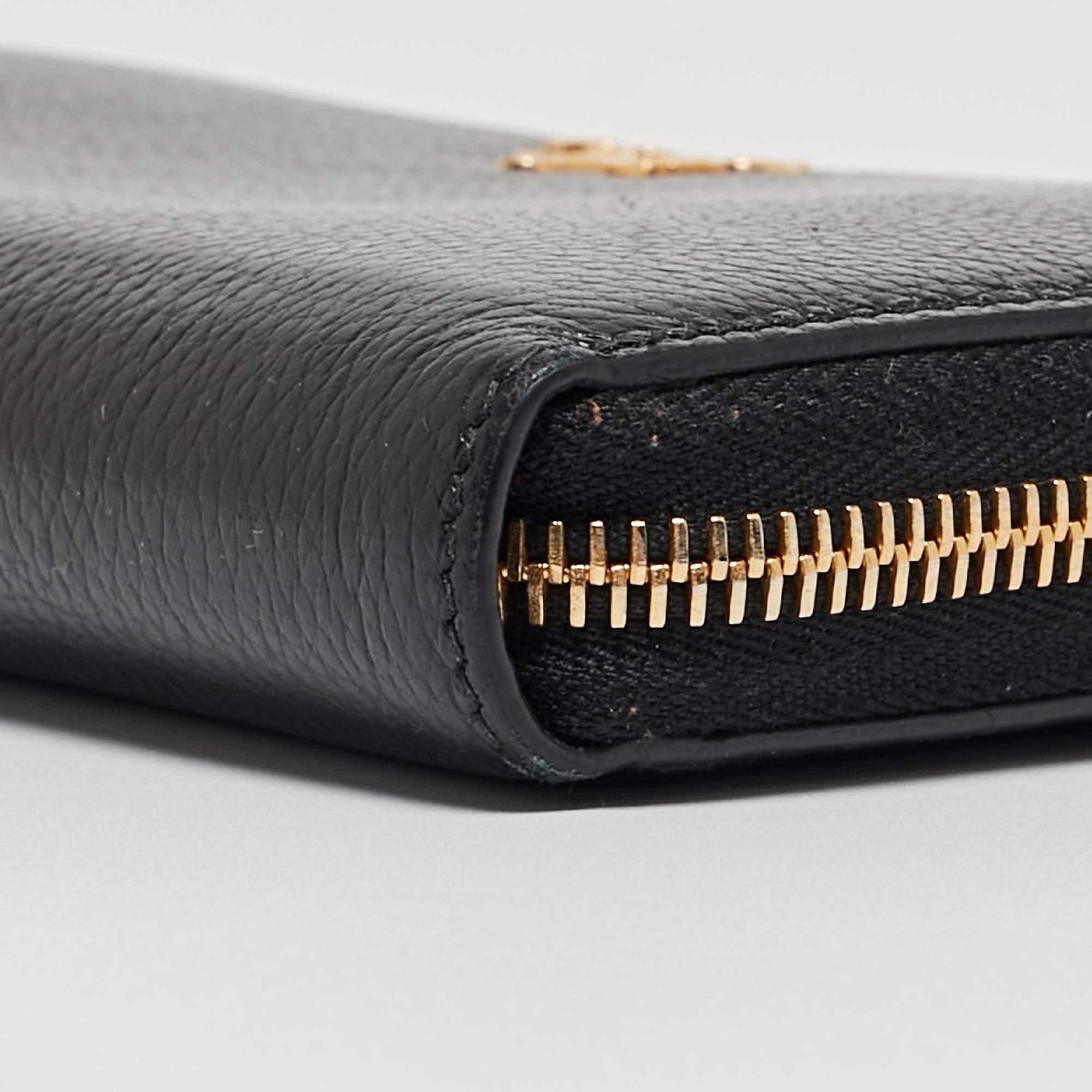 Prada Black Vitello Diano Leather Zip Around Continental Wallet 3