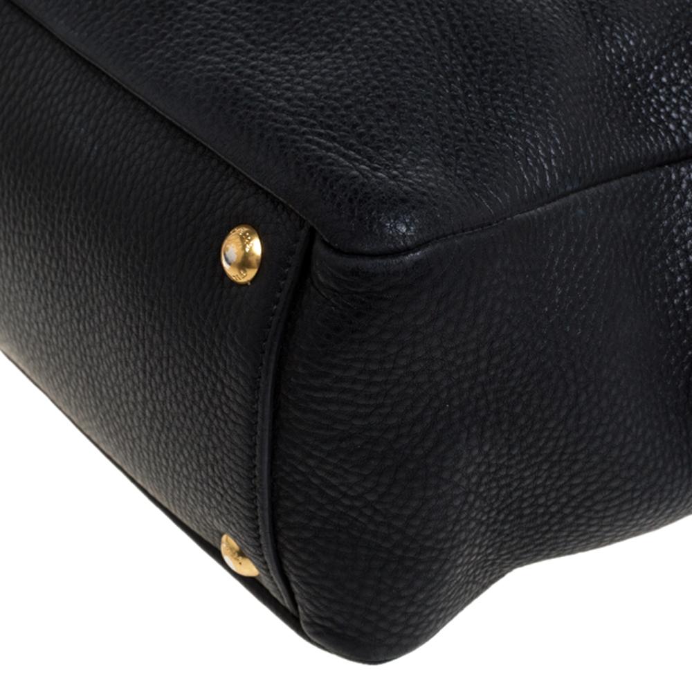 Prada Black Vitello Leather Bauletto Bag 3
