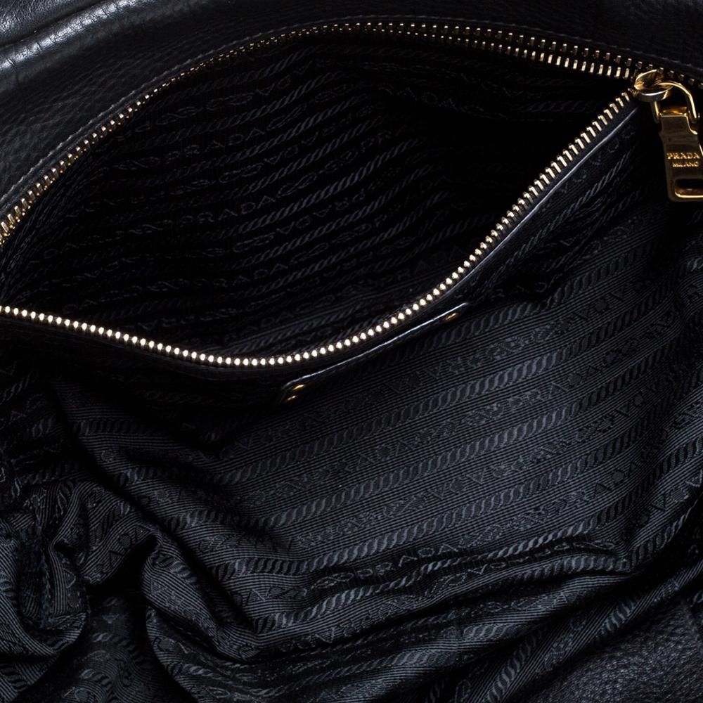 Prada Black Vitello Leather Bauletto Bag 4