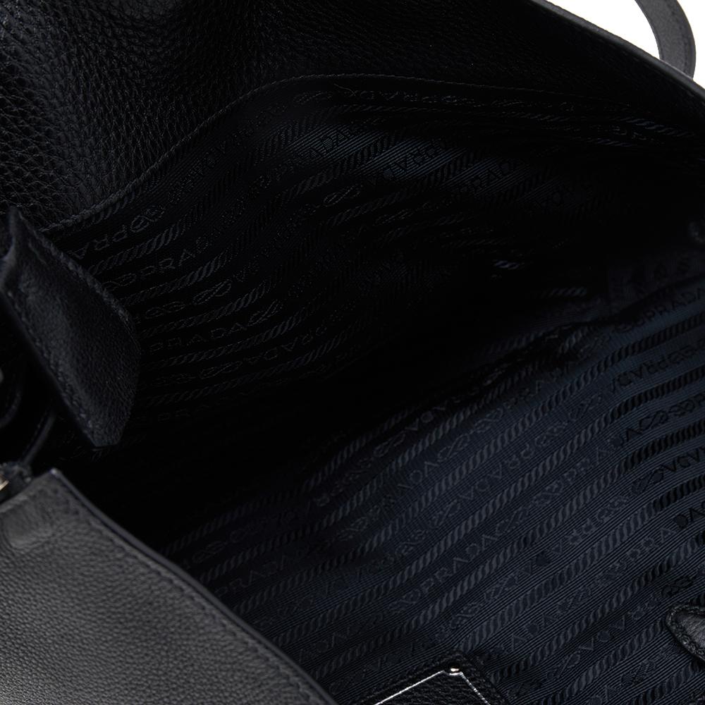Prada Black Vitello Leather Phenix Side Zip Shopping Tote 2