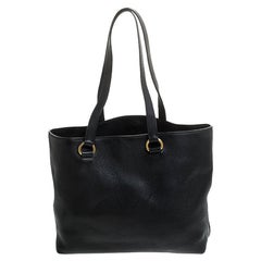 Prada Black Vitello Leather Shopper Tote