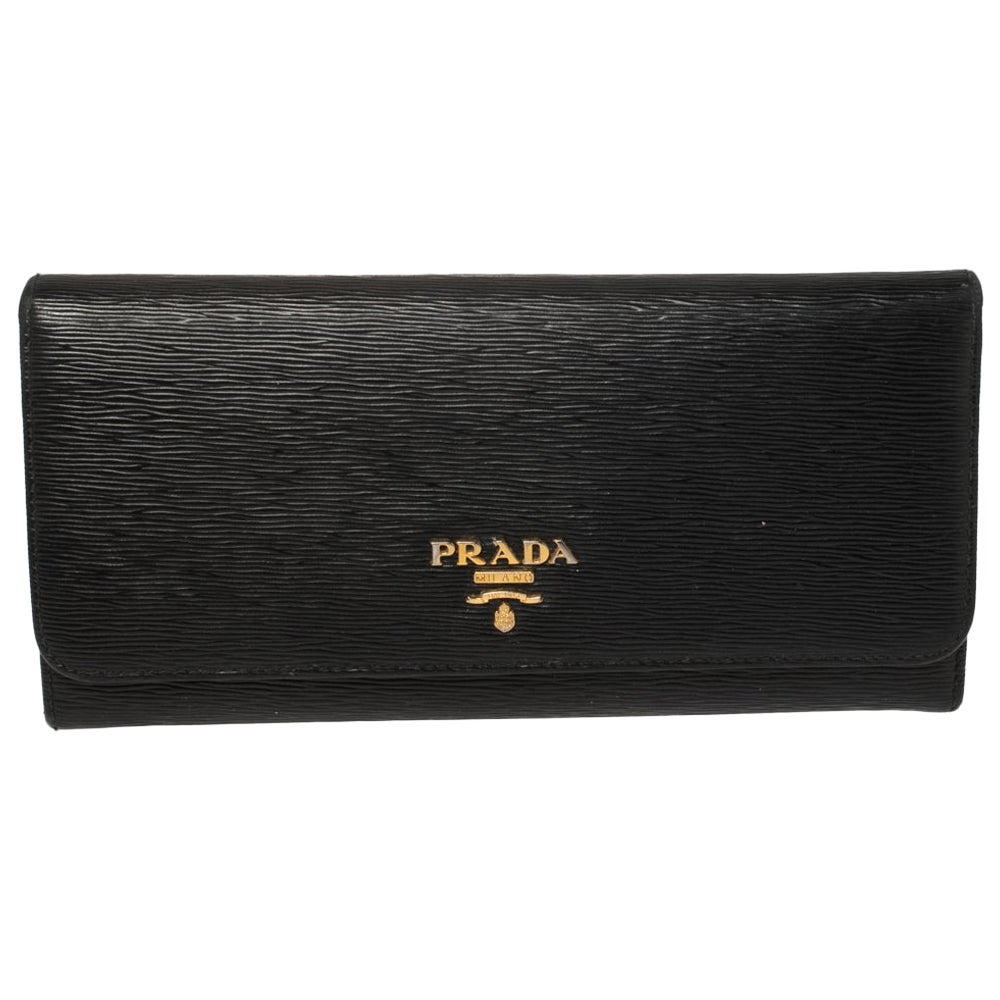 Prada Portefeuille Continental en cuir Vitello Move noir