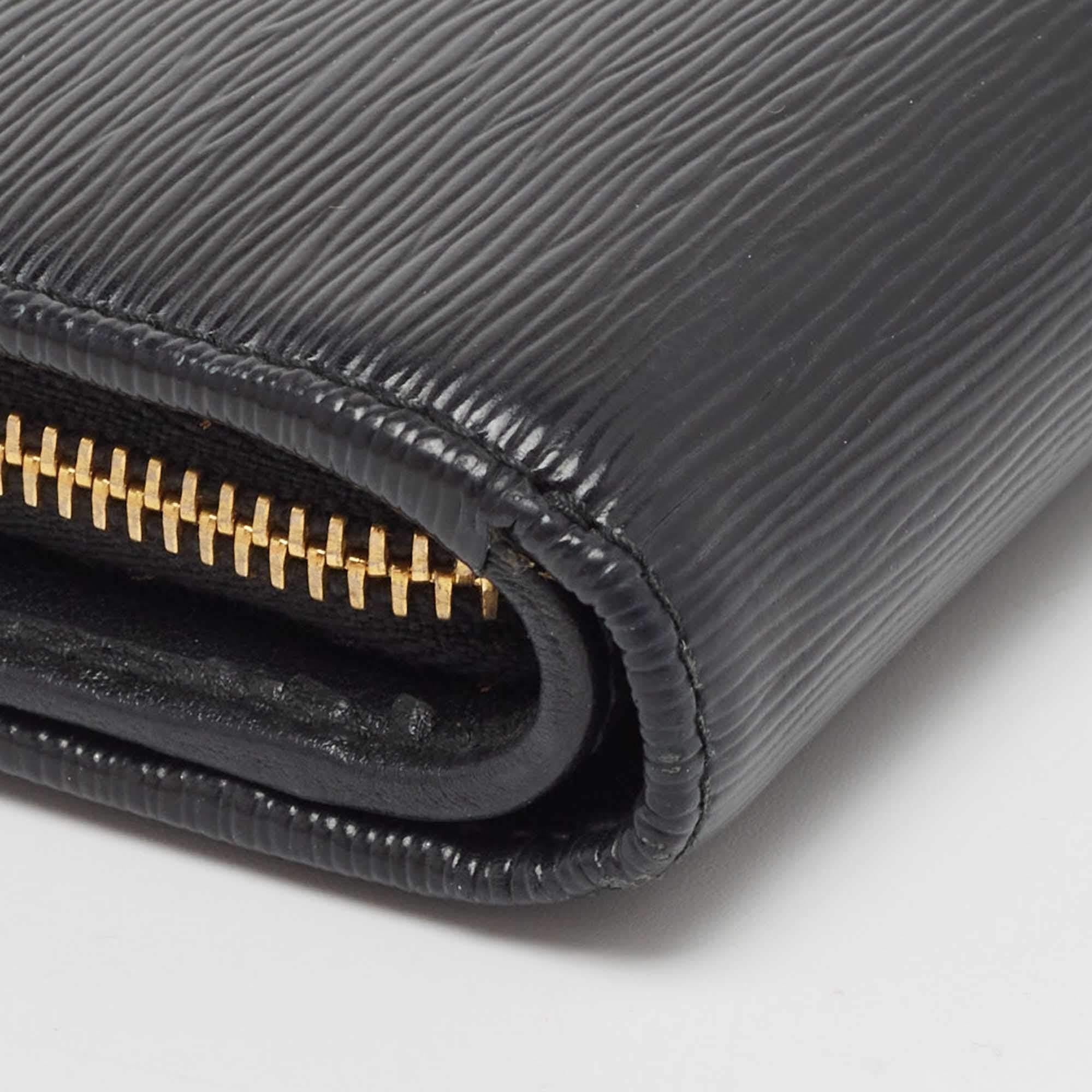 Prada Black Vitello Move Leather French Compact Wallet 5