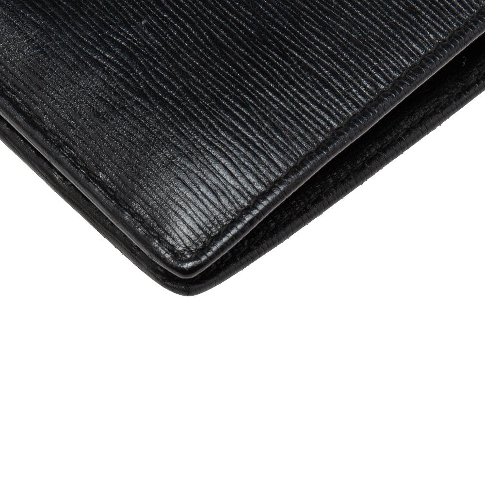 Prada Black Vitello Move Leather Logo Bifold Compact Wallet 4