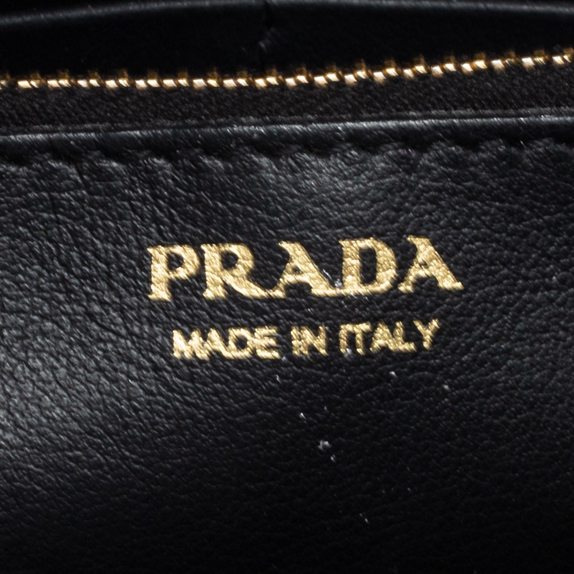 Women's Prada Black Vitello Move Leather Wallet on Chain