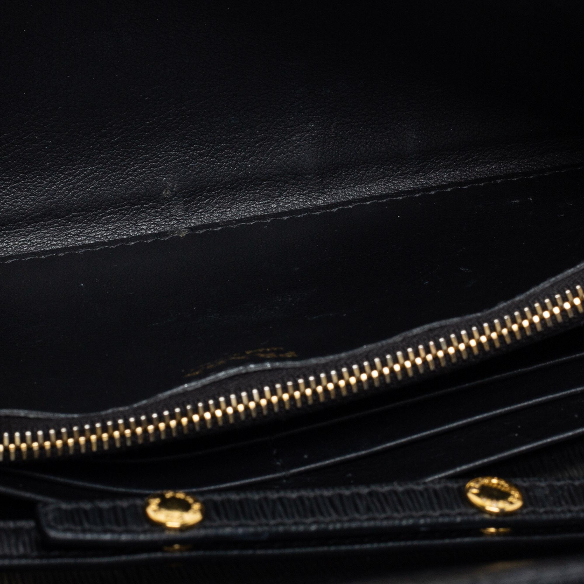 Prada Black Vitello Move Leather Wallet on Chain 1