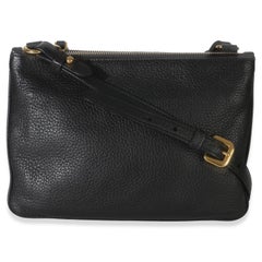 Prada Black Vitello Phenix Double Zip Crossbody Bag