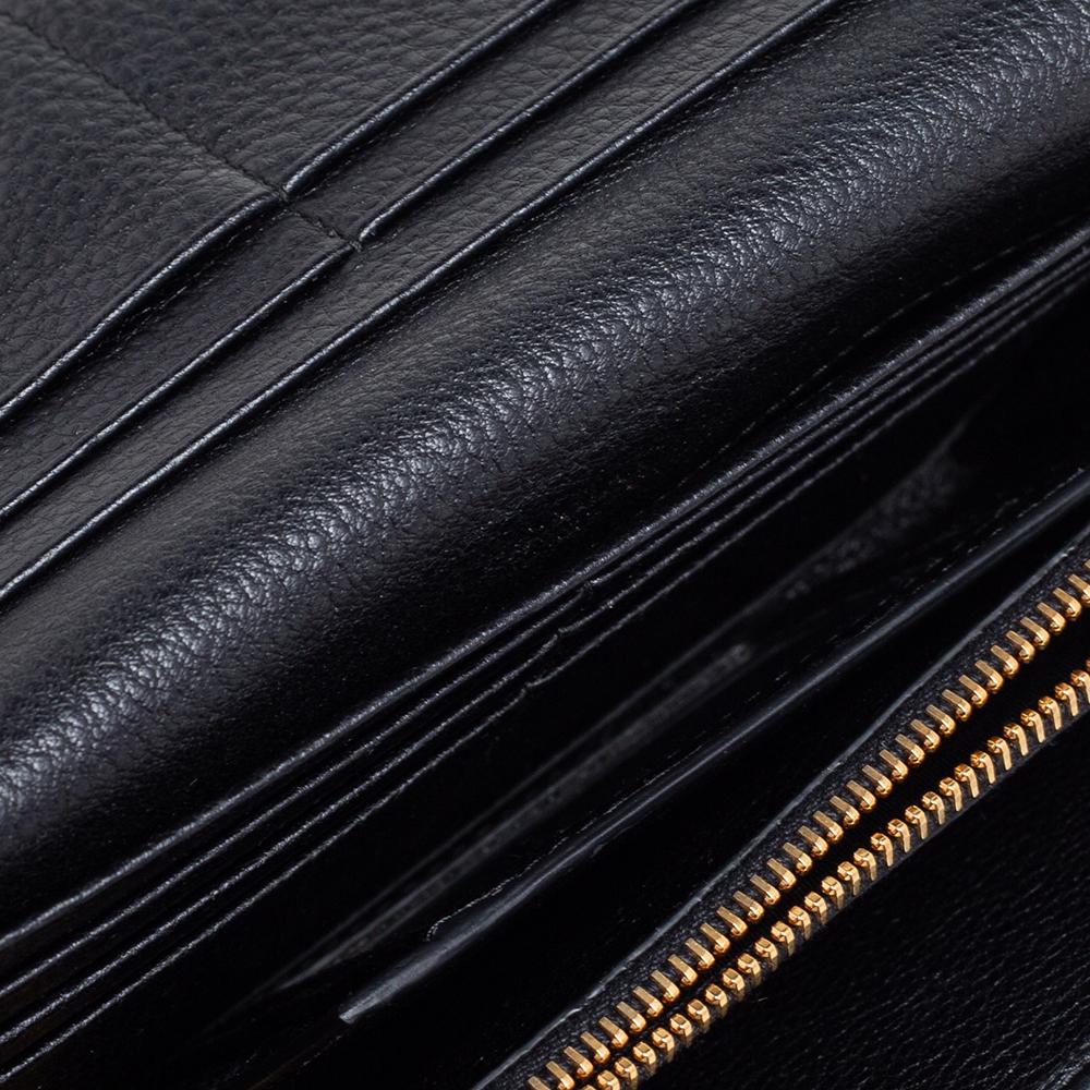 Prada Black Vitello Phenix Leather Flap Continental Wallet 1