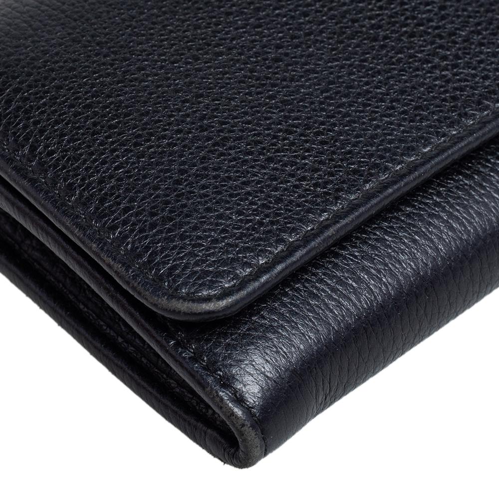 Prada Black Vitello Phenix Leather Flap Continental Wallet 2