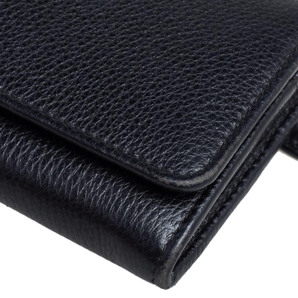 Prada Black Vitello Phenix Leather Flap Continental Wallet 3