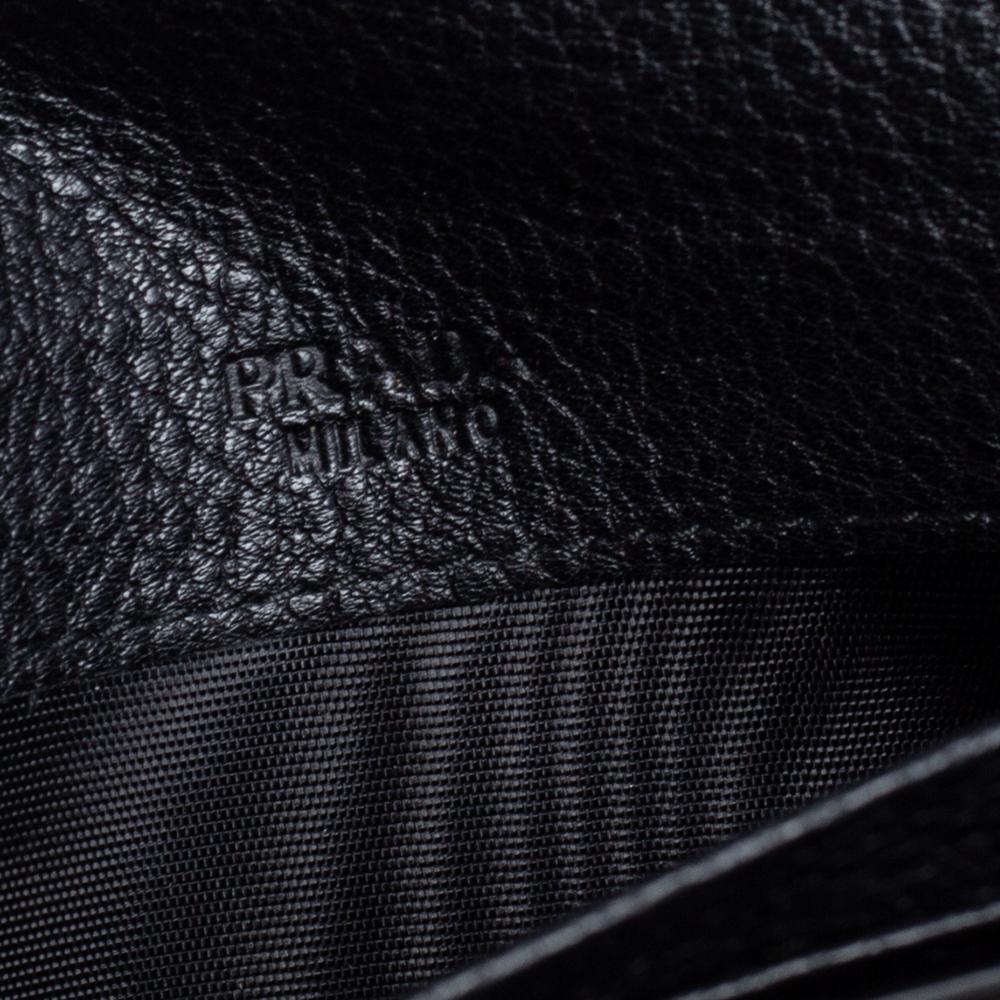 Prada Black Vitello Phenix Leather Flap Continental Wallet 4