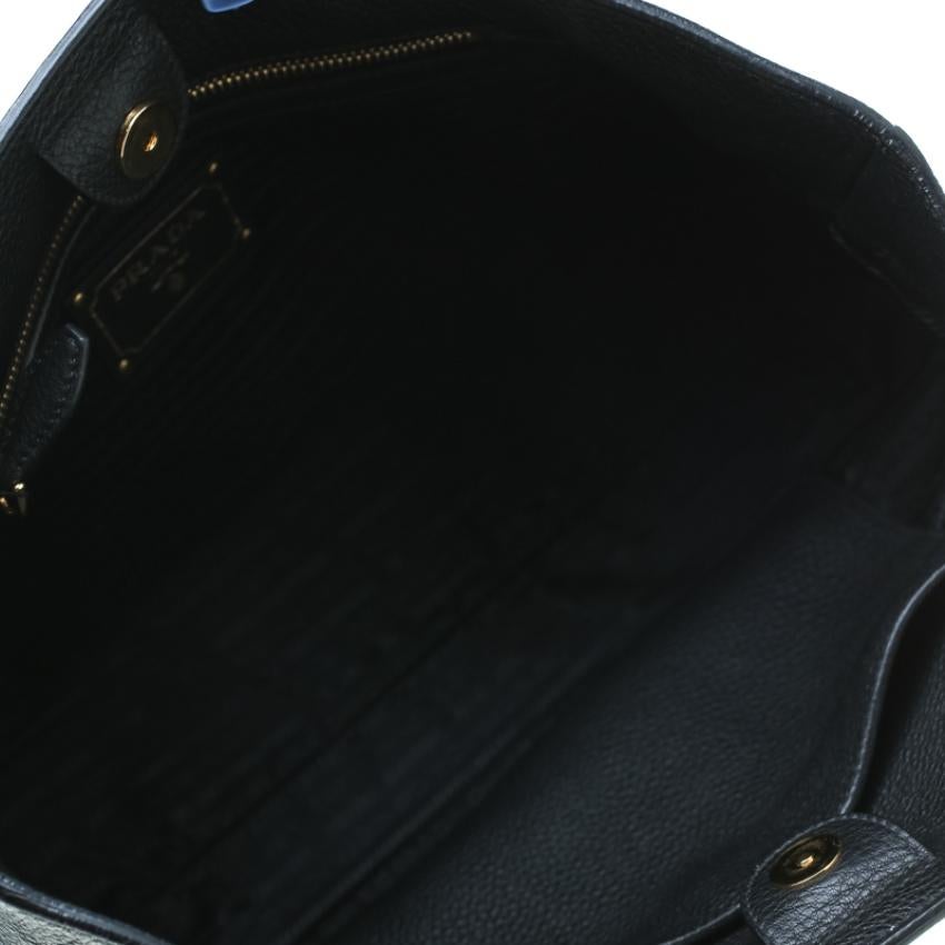 Prada Black Vitello Phenix Leather Medium Tote 6