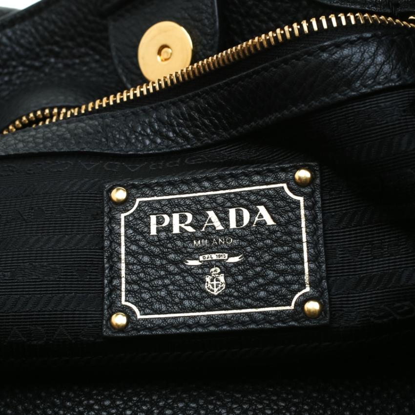 Prada Black Vitello Phenix Leather Medium Tote 7