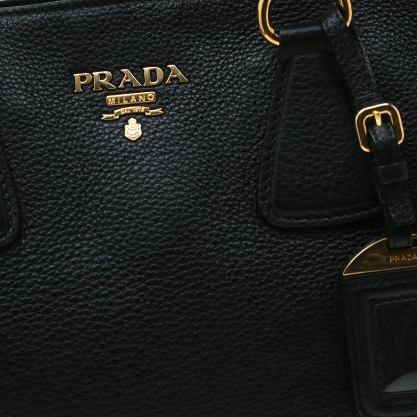 Prada Black Vitello Phenix Leather Medium Tote 2