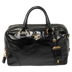 Sac Est/Ouest Prada en cuir noir Vitello Shine