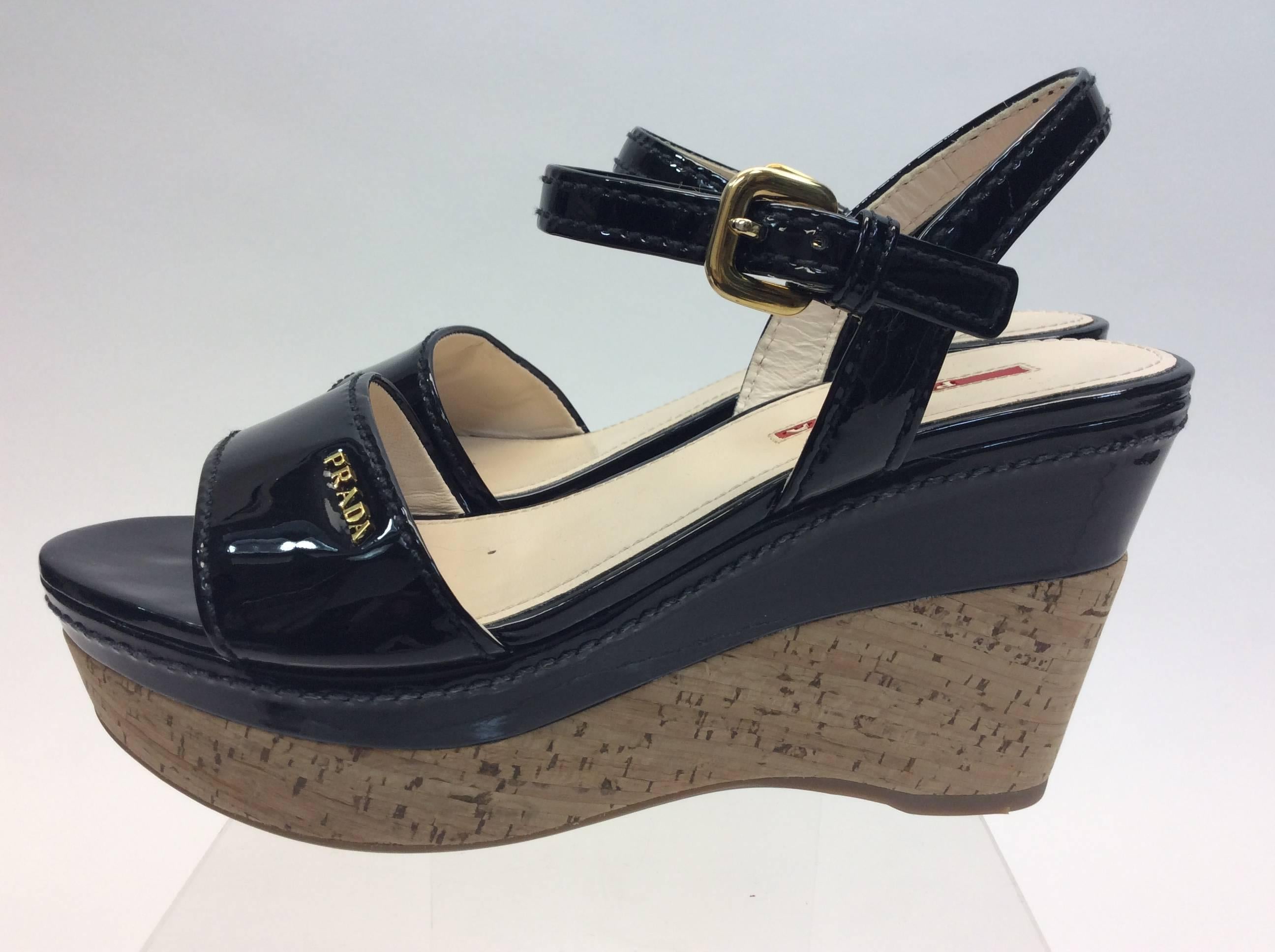 Women's Prada Black Wedge Sandal For Sale