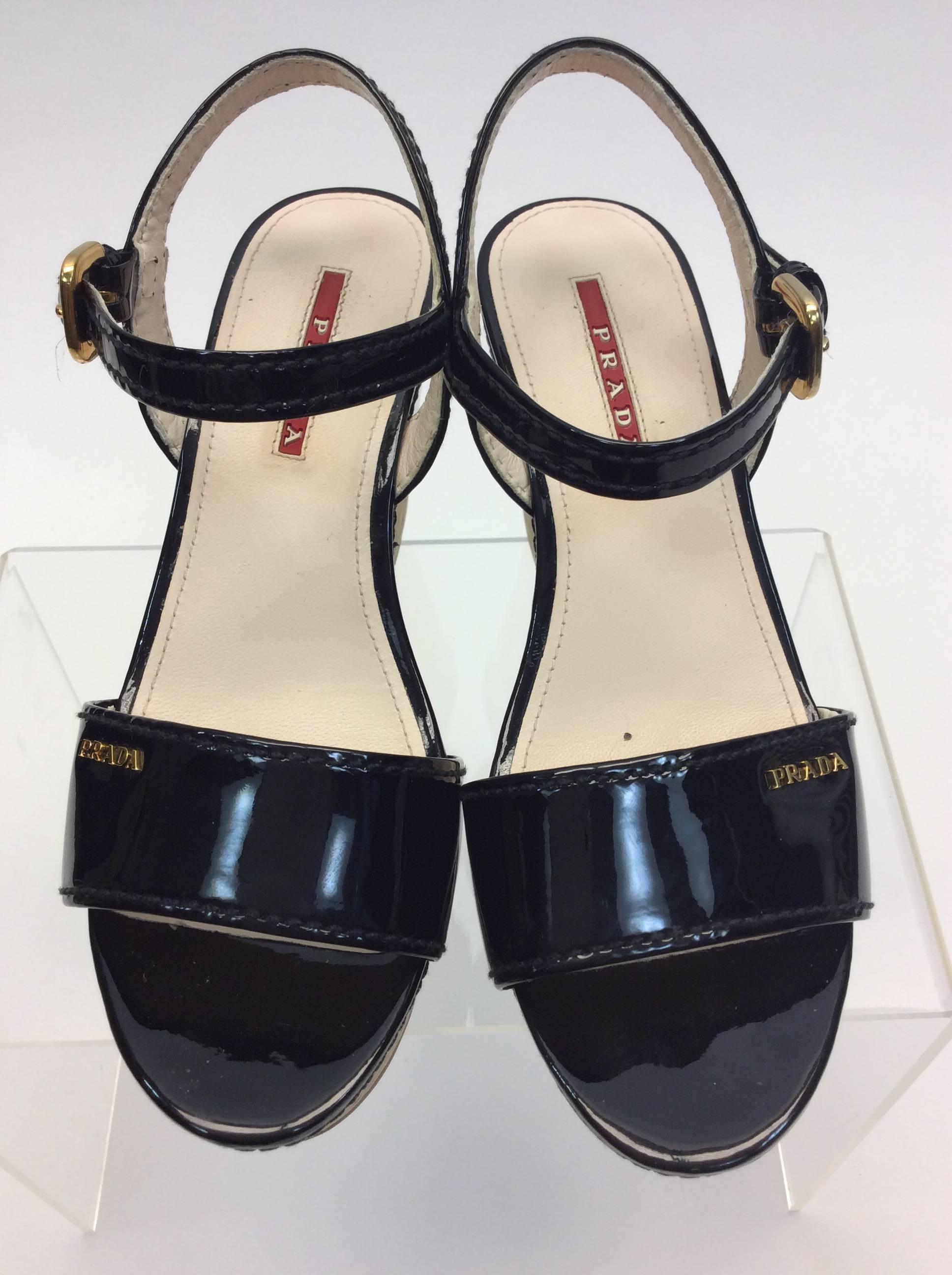 Prada Black Wedge Sandal For Sale 1