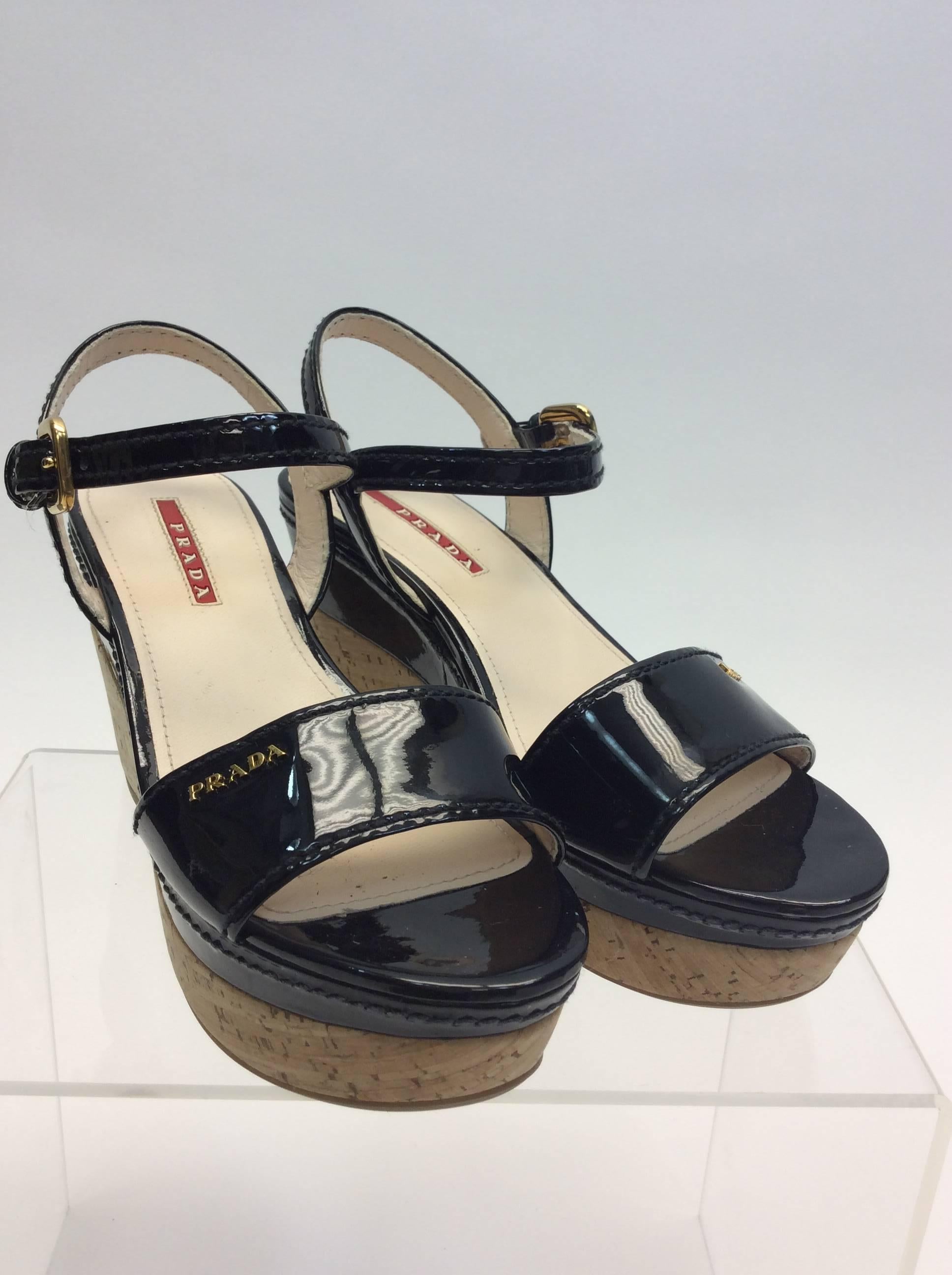 Prada Black Wedge Sandal For Sale 2