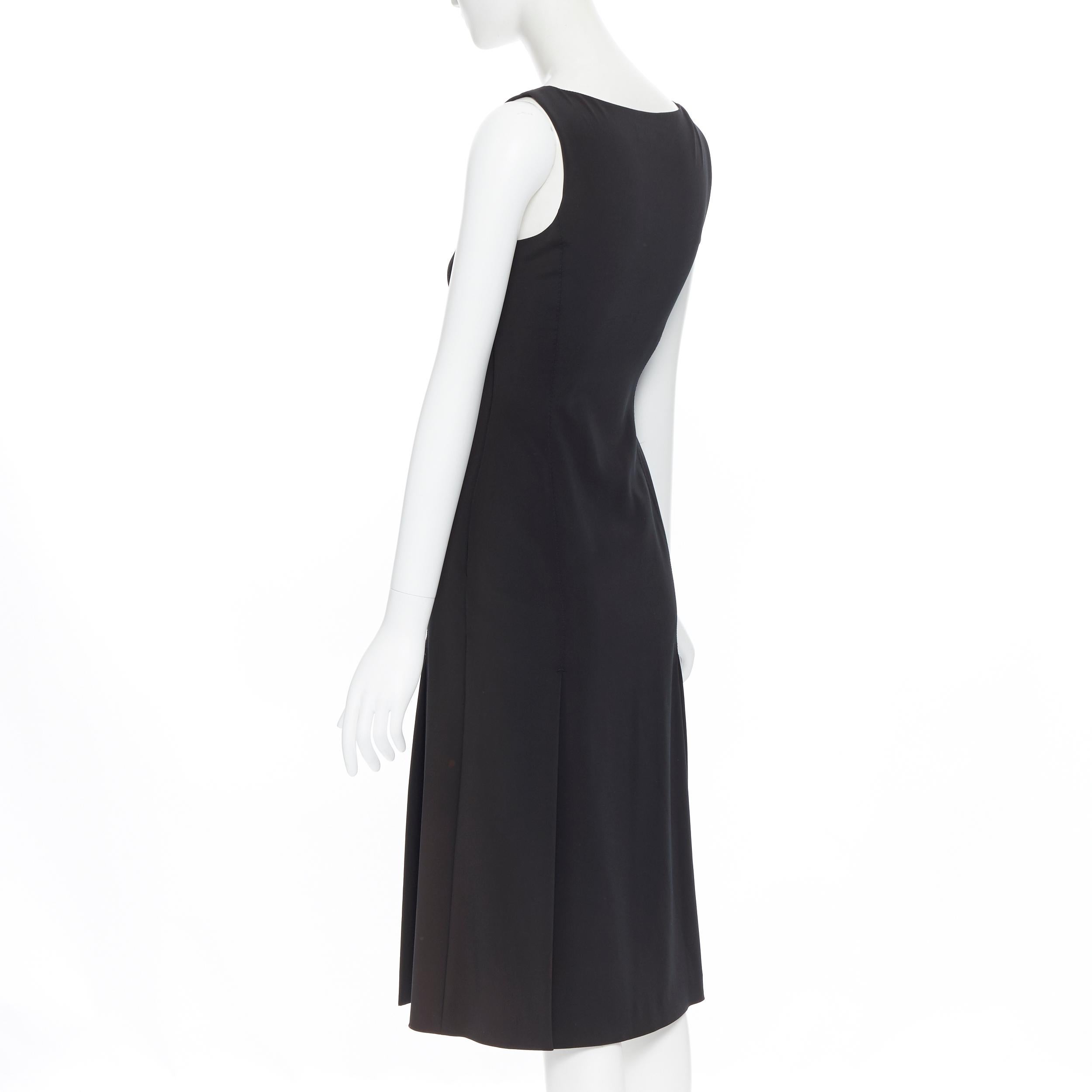 PRADA black whipstitch seam flapped hem midi cocktail dress IT38 XS In Excellent Condition In Hong Kong, NT