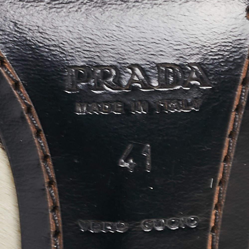 Prada Black/White Calf hair Zebra Printed Knee Length Boots Size 41 4