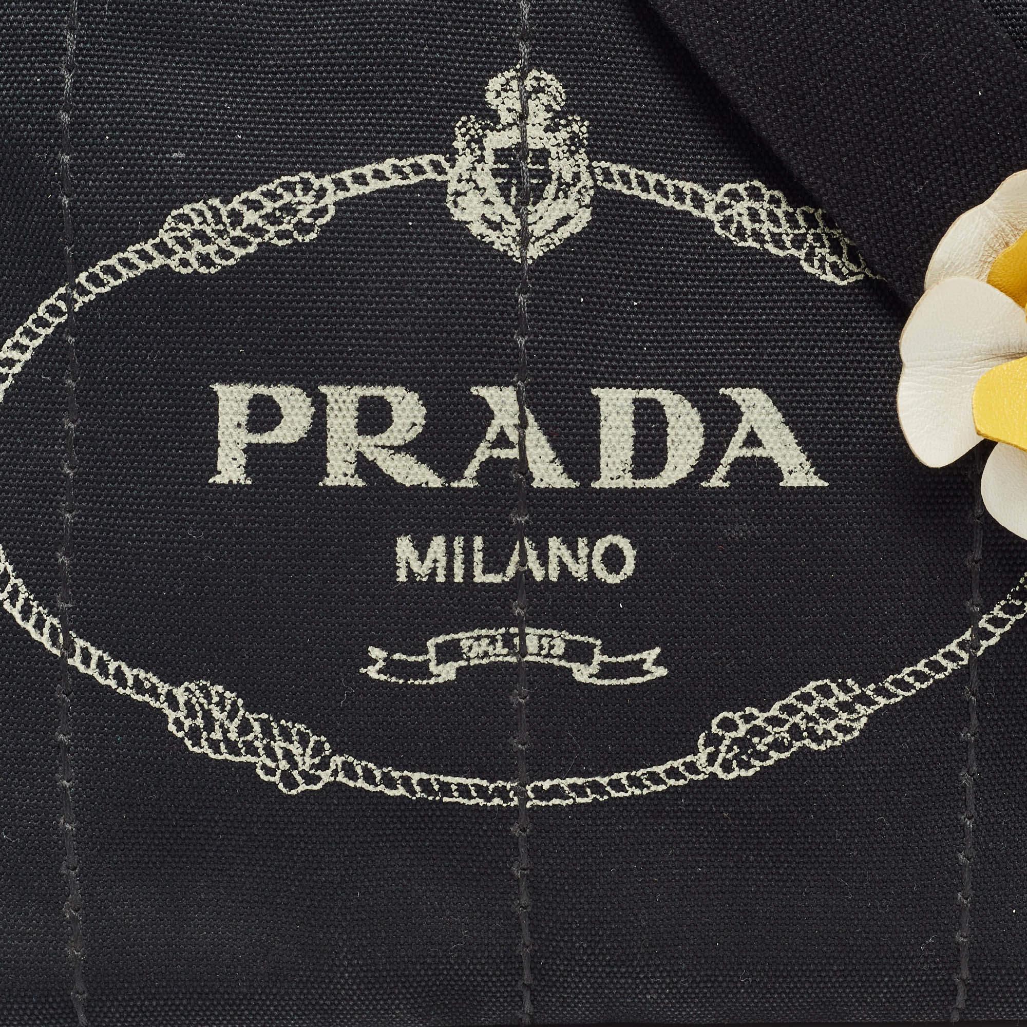 Prada Black/White Canvas Small Canapa Logo Tote 1