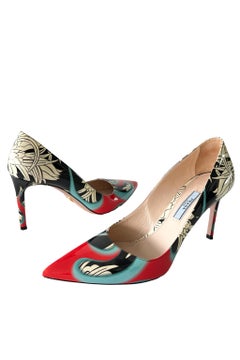 Prada Black, White, Floral Shoes With Flames 2018